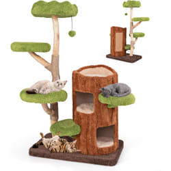 Costway - Arbre a Chat Design 141 cm, Arbre a Chat en Bois, Tour Chat Griffoir, 5 Plateformes, Poteaux à Griffer en Jute, Grand Arbre a Chat, Planche