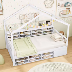 À propos de cet article 【Adorable Cadre en Forme de Maison】Le cadre de lit double est conçu avec une charmante structure en f ...