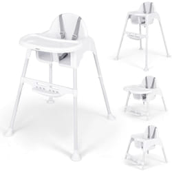 Costway - 4 en 1 Chaise Haute Bébé Evolutive, 6-36 Mois, Charge 15 kg, Chaise Bebe Convertible, Plateau et Repose-pieds Réglable Amovible, Harnais à