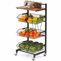 À propos de cet article 【Paniers Personnalisables】Ce chariot de rangement à roulettes comporte 3 paniers réglables en hauteur ...