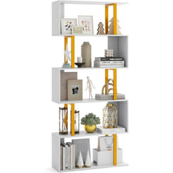 Costway - Bibliothèque en Forme de 's' à 5 Niveaux, Étagère Géométrique de 157 cm, Cadre en Métal, Etagère de Rangement Moderne, Kits