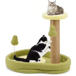 Costway - Petit Arbre a Chat 42 cm, Arbre a Chat Design, Griffoir pour Chat en Jute, 2 Plateformes, Base Antidérapante, Lit pour Chat, Thème de