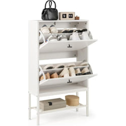 Costway - Meuble a Chaussure 15 Paires, Armoire a Chaussures 2 Portes, Étagère Amovible et Réglable, Tablette Inférieure, Meuble Chaussure Entree,