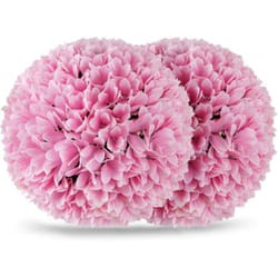 2 Boules de Buis Artificielles de 28 cm avec des Fleurs, Plantes de Faux en Boules à Suspendre ou Poser, Sphère de Jardin Décoratives pour Intérieur