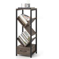 COSTWAY Étagère à Livres en Forme d’Arbre, Bibliothèque à 4 Niveaux avec Tiroir, Kits Anti-Basculement, Cadre en Métal, Etagère de Présentation en