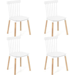Costway - Chaise Salle a Manger Bois Lot de 4, Chaise Bois Windsor, Siège Incurvé, Patin Antidérapant, Montage Facile, pour Cuisine, Salon,