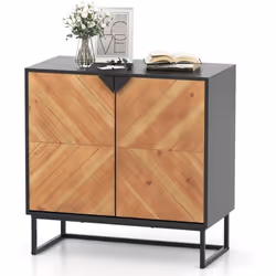 À propos de cet article 【Design Bois】2 portes de notre buffet bas présentent des veines de bois de sapin régulières alignées  ...