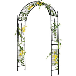 Costway - Arche de Jardin Moderne en Métal pour Plantes Grimpantes, Treillis de Jardin Extérieur avec Toit Élégant, Arche Décorative pour Mariage