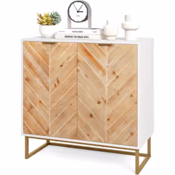 À propos de cet article 【Design Bois】2 portes de notre buffet bas présentent des veines de bois de sapin régulières alignées  ...