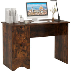Costway - Bureau d'Ordinateur avec 2 Tiroirs, Bureau d'Étude Compact pour Ordinateur Portable, Postes de Travail pour Bureau à Domicile, Salle