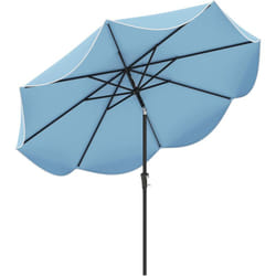 Costway - Parasol de Patio 270 cm avec Manivelle, Inclinaison par Bouton-Poussoir, Parasol de Marché à Double Toit avec Canopée Protectrice uv, 8