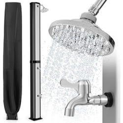 Costway - Douche Solaire d'Extérieur 60 l, Douche d'Extérieur à Chauffage 227 cm avec Pommeau de Douche Pivotant Robinet pour Les Pieds Housse de
