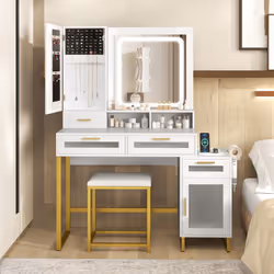 À propos de cet article 【Grande Capacité de Rangement】Votre espace restera organisé grâce à une armoire à bijoux, 4 tiroirs,  ...
