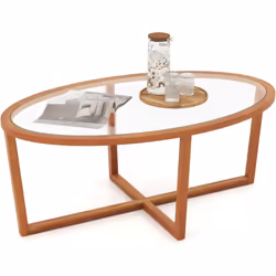 À propos de cet article 【Plateau Ovale Spacieux】La table basse en verre est dotée d'un plateau de taille généreuse qui offre  ...