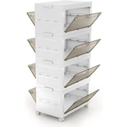Costway - Boîte Rangement Plastique 168 l, 4 Caisses de Rangement Empilables avec Couvercles, Roulettes, Boite Empilable pour Vêtement, Livres,