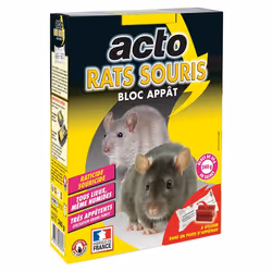 Appât pour rats et souris - ACTO - 12 blocs de 20 g - Très attractif - Dératisation efficace - Poids total 240 g