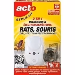 Répulsif Ultrasons & Électromagnétiques - ACTO - 60m²