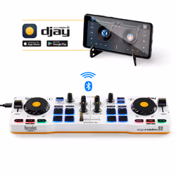 Hercules DJControl Mix Contrôleur DJ Bluetooth 2 Canaux Noir Blanc Jaune - Vue supplémentaire 5