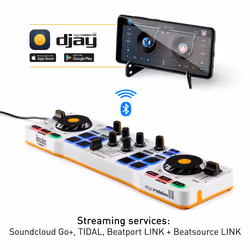 Hercules DJControl Mix Contrôleur DJ Bluetooth 2 Canaux Noir Blanc Jaune - Vue supplémentaire 6