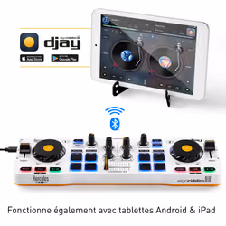 Hercules DJControl Mix Contrôleur DJ Bluetooth 2 Canaux Noir Blanc Jaune - Vue supplémentaire 9