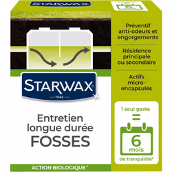 Description générale L'Entretien longue durée pour fosses septiques STARWAX est conçu pour maintenir le bon fonctionnement de ...