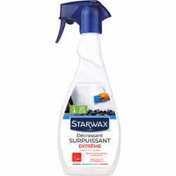 Description générale Le Décrassant pour Nettoyages Extrêmes STARWAX est un produit multi-usages, formulé sans ammoniaque. Il ...