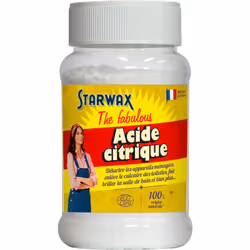 Description générale L'Acide Citrique Starwax Fabulous est un produit naturel, essentiel pour l'entretien de la maison. Il es ...