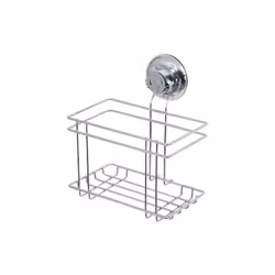 Porte flacons à ventouse métal chomé de la marque COMPACTOR Supporte jusqu'à 6kg.