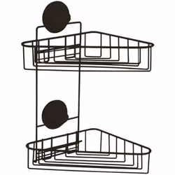 Double étagère d’angle pour salle de bains matériau : acier chromé, plastiques ABS et TPU couleur : noir avec traitement anti ...