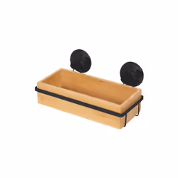 Petite étagère à ventouse bambou naturel et métal de la marque COMPACTOR Finition époxy noir mat. Supporte jusqu'à 12kg.