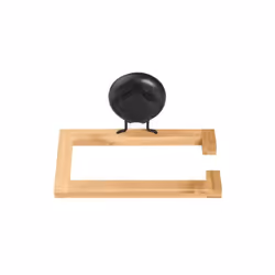 Porte papier hygiénique ou petit porte serviette bambou naturel et métal. Finition en époxy noir mat. Supporte jusqu'à 6kg.