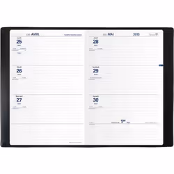 Agenda scolaire - TEXTHEBDO - 2020-2021 - Couverture plastique grainée - 1 semaine sur 2 pages - Noir
