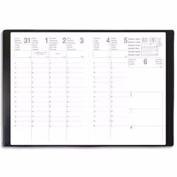 Agenda - Eco - 1 semaine/2 pages - 16x16 cm - Couverture souple noire - Agenda millésimé