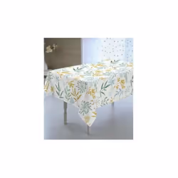 Nappe en toile cirée 90% PVC et 10% polyester, imperméable, vernis anti-tache. Se nettoie d'un coup d'éponge.