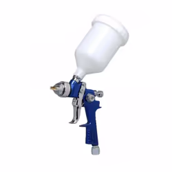 Pistolet de peinture à gravité. Godet en nylon de 0,6L. Buse Ø 1,6mm. Conso d'air 160 - 220 L/mn. Pression 3 - 5 bar. Qualité ...