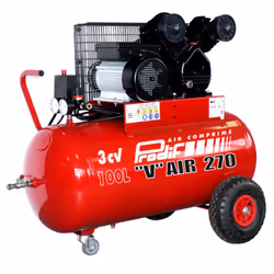 Compresseur 100L 3CV VC3051003M. - Entraînement courroie. - Monocylindre sur roues. Le + produit : - Groupe V Fonte Sa réserv ...