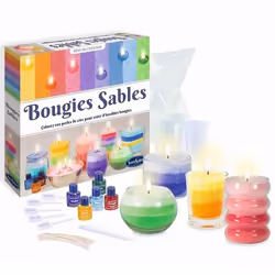 SentoSphère BOUGIES SABLES, Kit de loisirs créatifs pour enfants, Carton, Papier, Plastique