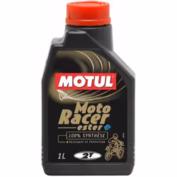 4x Huile Motul moto Racer 2T bidon de 1 Litre Lubrifiant Haute Performance Moteur 2 Temps Graissage séparé ou mélange 100% Sy ...