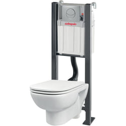 Pack complet wc suspendu universel Smart Rock avec cuvette et plaque de commande double chasse grise Wirquin 55722256, gris