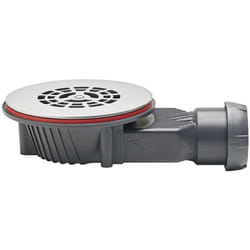 Wirquin - Bonde de Douche Ø90 Horizontale slim+ (Extra-plate:40mm) - Grille plate Inox Brossé Ø113mm