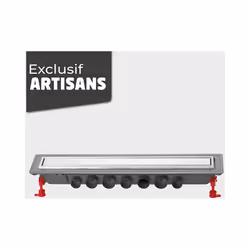 WIRQUIN Caniveau douche Venisio Expert Hauteur 89mm + Grille inox - 800mm Grille réversible en inox brossé ou à carreler, lon ...