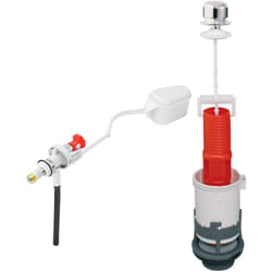 Chasse d'eau wc complète mécanisme wc simple chasse mx & robinet flotteur à alimentation latérale F80 Wirquin 10724083, gris et rouge