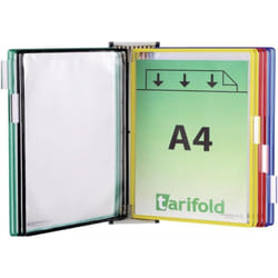 Tarifold - Support mural 5 tableaux de présent. trié pas couleur avec cadre en câble,avec gaine en plast. adapté à din A4