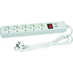 DIO Bloc Multiprise avec USB - Blanc