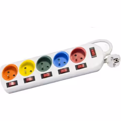 DIO Bloc multiprise 5 prises blanc avec interrupteur individuel de couleur