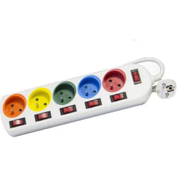 DIO Bloc multiprise 5 prises blanc avec interrupteur individuel de couleur