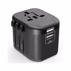 DIO - Adaptateur prise voyage universel international - 2 ports usb - compatible tous pays - Noir