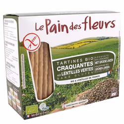 Le Pain Des Fleurs 379244, Rectangle, Farine de lentilles vertes* de France (50%), farine demi-complète de riz* de France, se ...