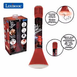 Micro Karaoké sans fil avec enceinte Bluetooth® intégrée, lumières et changement de voix The Voice