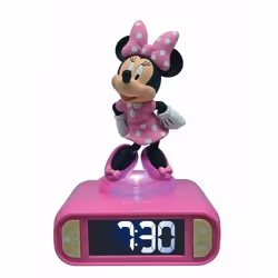 Réveil avec veilleuse lumineuse Minnie en 3D